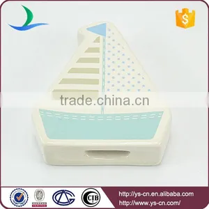 Two Thread Hole Ceramic Sailboat Hanging thumbnail-1