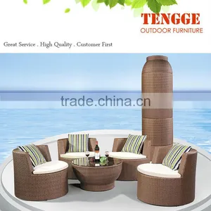 Tower Shape 5 Pieces Outdoor Wicker Furniture Stackable Sofas thumbnail-1