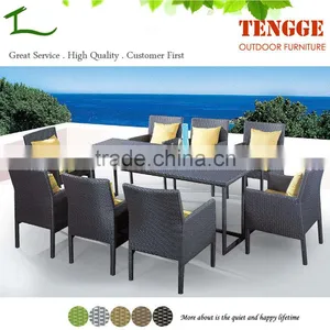 8 People Dinning Set Black Rattan Dinner Chair and Table thumbnail-1