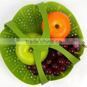 Silicone Vegetable Fruit Strainer Colander Basket Mat Bowl Steamer thumbnail-1