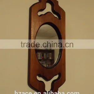 Antique Wall Mirror in Hand Curved Wooden Frame thumbnail-2