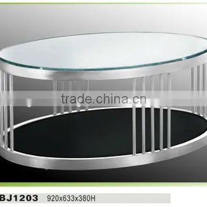 Oval Glass Coffee Table BJ1203 Round Coffee Table for Living Room thumbnail-1