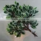 Cheap Hot Sale Foliage Banyan Leaves Artificial Ficus Leaves. Green White Gold Leaves thumbnail-2