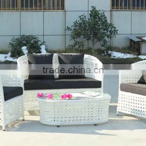 White Wicker Table and Chair thumbnail-1