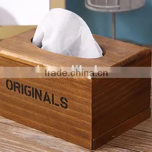 Home Table Decoration Unfinished Water-drop Pattern Wooden Tissue Box thumbnail-2