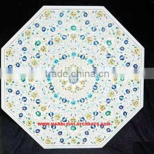 White Marble Inlay Dining Table Tops thumbnail-1