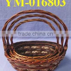 Willow Rattan Basket Oval With Handle thumbnail-1