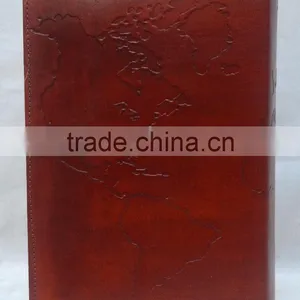 Handmade Vintage World Map Embossed Leather Diary thumbnail-2