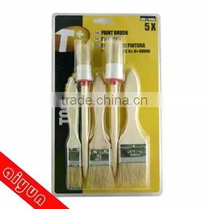 5pcs Round Paint Brush Set Roller Kids Pig Hair Bristles Wooden Handle thumbnail-1