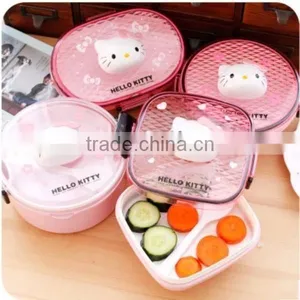 Cute Cartoon Microwaveable Double Layer Plastic Bento Lunch Box Spoon,hot New Product for 2015,CUSTOM Plastic Lunch Box Supplier thumbnail-1