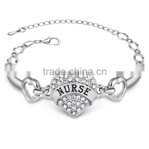 Custom Design Nurse Bracelet Crytstal Heart Charm Bracelet for Angel in White Nurse thumbnail-3