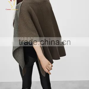 Women Winter Knitted Cashmere Poncho,Turtleneck Poncho for Women thumbnail-4