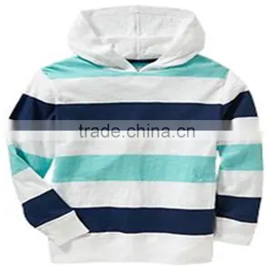 100% Ctn, Heavy Jersey, Yarn Dyed Stripe, Children Boys Hooded Sweatshirt thumbnail-1