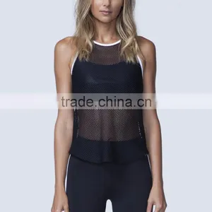 2017 New Arrival Custom Logo Blank High Quality Women Crop Top Wholesale Mesh Top Shirts thumbnail-1