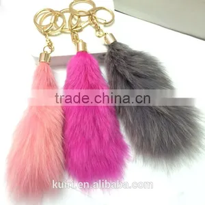 Fashion Handbag Accessories Fox Fur Tail Keychain thumbnail-1