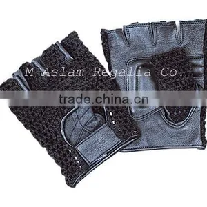 Black Mesh Finger Less Gloves With Padded Palm ,Cycling Gloves thumbnail-1