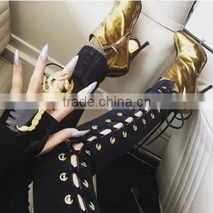 Runwaylover 5076 Hot Sale Ladies Sexy Tie High Waist Sexy Tie Pencil Jeans thumbnail-4