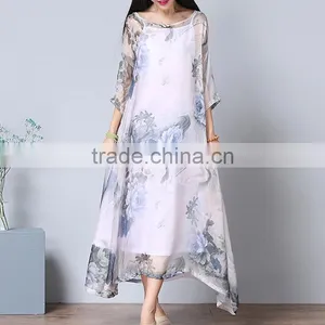 Floral Printed Two Piece Flower Fashion Lace Dress thumbnail-1