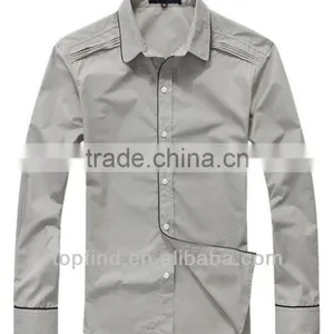 100% Cotton Grey Color Slim Fit Stylish Casual Long Sleeve Fashion Man Shirt thumbnail-1