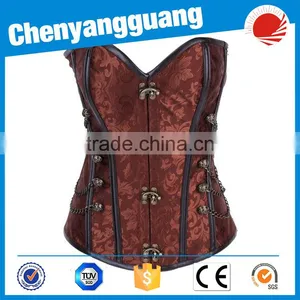 CYG-Cosplay Black Satin Red Ruffle Corset Lingerie Bustier thumbnail-3