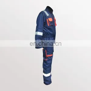 EN340 100% Cotton OEM Customized Fire Retardant Multi-pocket Reflective Coverall thumbnail-4