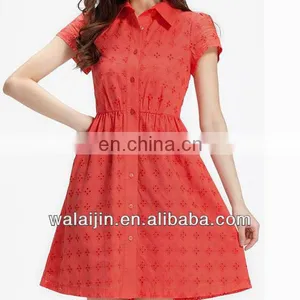 Ladies Embroidered Short Sleeve Cotton Dress Design thumbnail-1