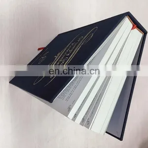 China Manufacture Gold Stamping Art Paper Thick A4/A5 Hardcover Leather Cover Book With Ribbon thumbnail-4
