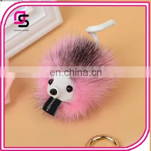 New Mink FurKeychain Small Hedgehog Fur Car Bag Pendant thumbnail-1
