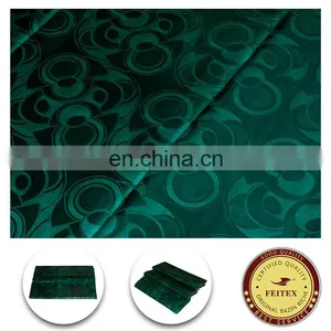 New Design Clothing Fabric Green Garment Fabric Shadda Guinea Brocade Cotton Wholesale Bazin Riche Jacquard Fabric FEITEX thumbnail-1