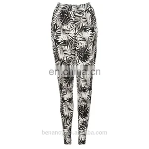 High Quality Custom Made Jogging Pants Retro Leaves Print Legging thumbnail-6