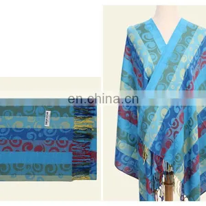 100% Jacquard Cotton Striped Woven Scarf thumbnail-6