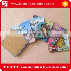 Wholesale Square Metal Tin Cup Coaster With Cork Back thumbnail-1