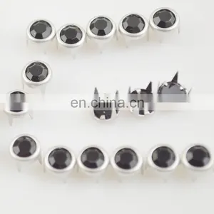 8 Prong Black Crystal Glass Rhinestone Rivets thumbnail-1