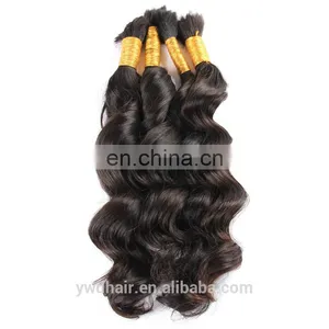 Unprocessed 8A Wholesale Indian Virgin Hair Full Cuticle Ponytail Bulk Hair Deep Wave Human Hair For Braiding Paypal Accept thumbnail-3