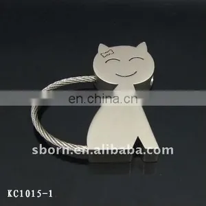 Cat Shaped Metal Steel Wire Rope Keychain thumbnail-1