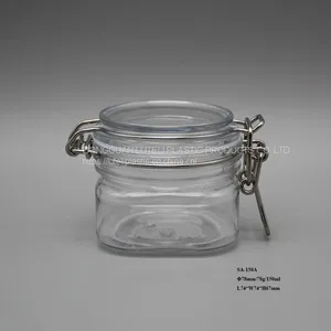 High Grade 150ml / 150g Wide Mouth Square PET Plastic Cosmetic Jar and Container With Inner Seal for Packing Face Skin Cream thumbnail-1