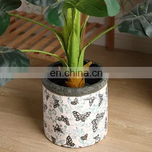 Unique Artistic Style Butterfly Pattern Embossed Design Indoor Flower Planter Archaistic White Ceramic Plants Pots for Garden thumbnail-3