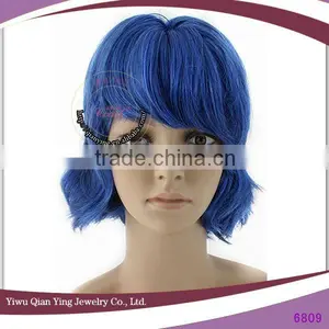Womens Dark Blue Fashion Cheap Short Curly Party Wigs thumbnail-1