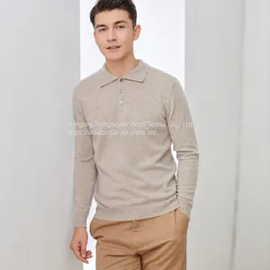 Men′s Polo Collar 100% Pure Cashmere Design Knitted Sweater Casual Shirt thumbnail-1