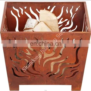 Customized Size Outdoor Wood Burning Garden Fire Pit Square Large Steel Fire Bowl thumbnail-1