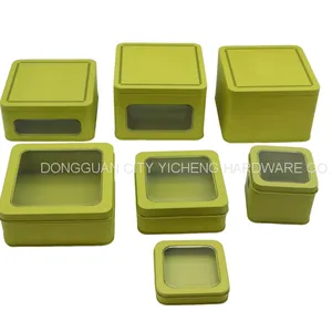 Square Best-seller Chocolate Tin Can With PET Window thumbnail-3