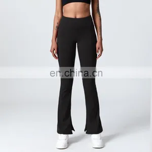 Fashion Morning Glory Design High Waist Gym Wear Bottom Zipper Flares Yoga Pants Leggings With Pockets For Women thumbnail-4