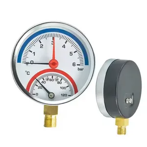 Bottom Connection 0-16 Bar 120 Degrees Celsius Temperature and Pressure Test Gauge thumbnail-2