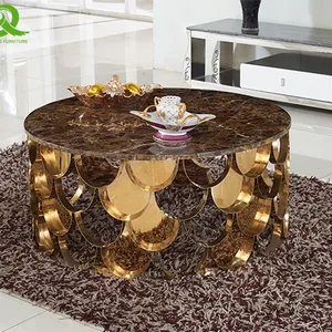 High Quality Coffee Table Modern Stainless Steel Frame Marble Coffee Table thumbnail-1