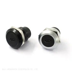 Type-C Female To Female Zinc Alloy Data Signal Extended Transmission Round Type-c Panel Mount Socket With Dust Cap thumbnail-1