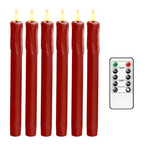 Wholesale Custom Design Table Dinner 8 Inch Battery Operated Flicker Led Taper Long Household Candles thumbnail-1