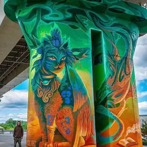 Hand - Painted Wall Paintings on Baskets in Jiexi, Jieyang; Exterior Wall Paint for Hand - Painted Walls; Colorful Graffiti on High - Altitude Cooling Towers and Chimneys in Power Plants thumbnail-2