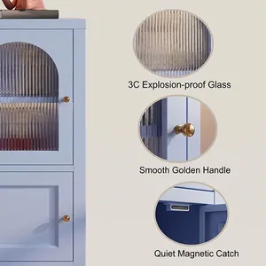 Wholesale Steel Sideboard for Brisbane Importers — Tempered Glass, Flat Pack KD, OEM Colours thumbnail-3