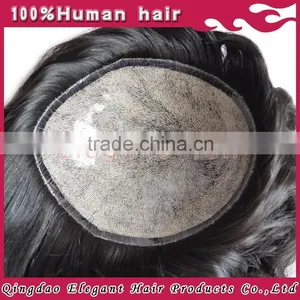 High Quality 100% Human Remy Hair PU Injection Toupee thumbnail-5