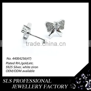 Authentic 925 Sterling Silver Angel Bowknot Design Stud Earring 925 Latest Kids Earrings in School Wear Fashion thumbnail-3